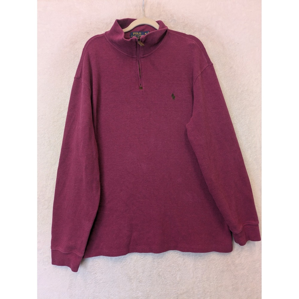 Polo Ralph Lauren Quarter Zip Men's XL Magenta Pink Long Sleeve Mock Neck Pony